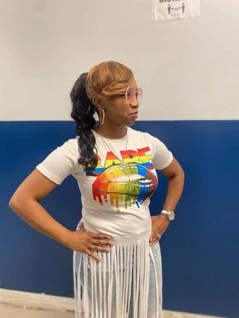 White Short Sleeve BABE Tassle Shirt